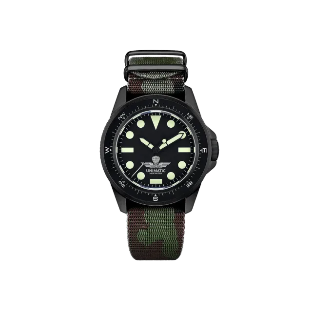 Unimatic Modello Uno U1-PAN duikhorloge DLC zwart camo