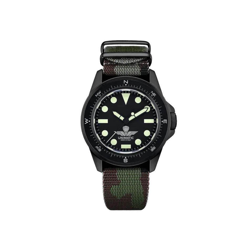 Unimatic Modello Uno U1-PAN duikhorloge DLC zwart camo