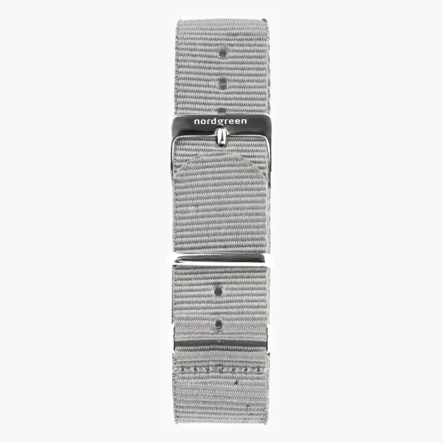 Nordgreen Grey Nylon Silver horlogebandje 36mm grijs