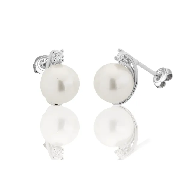 Juwelier Ripassa witgouden parel oorstekers diamant