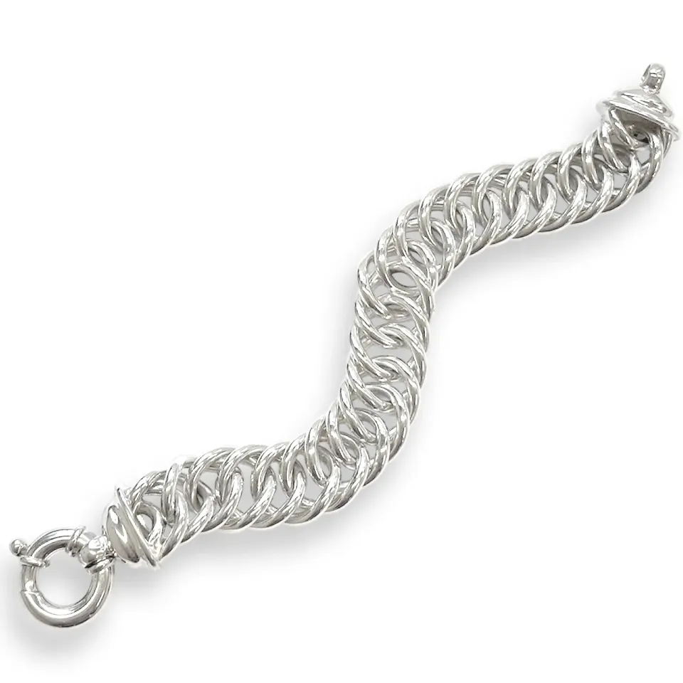 Juwelier Ripassa zilveren dubbele gourmette armband schakel