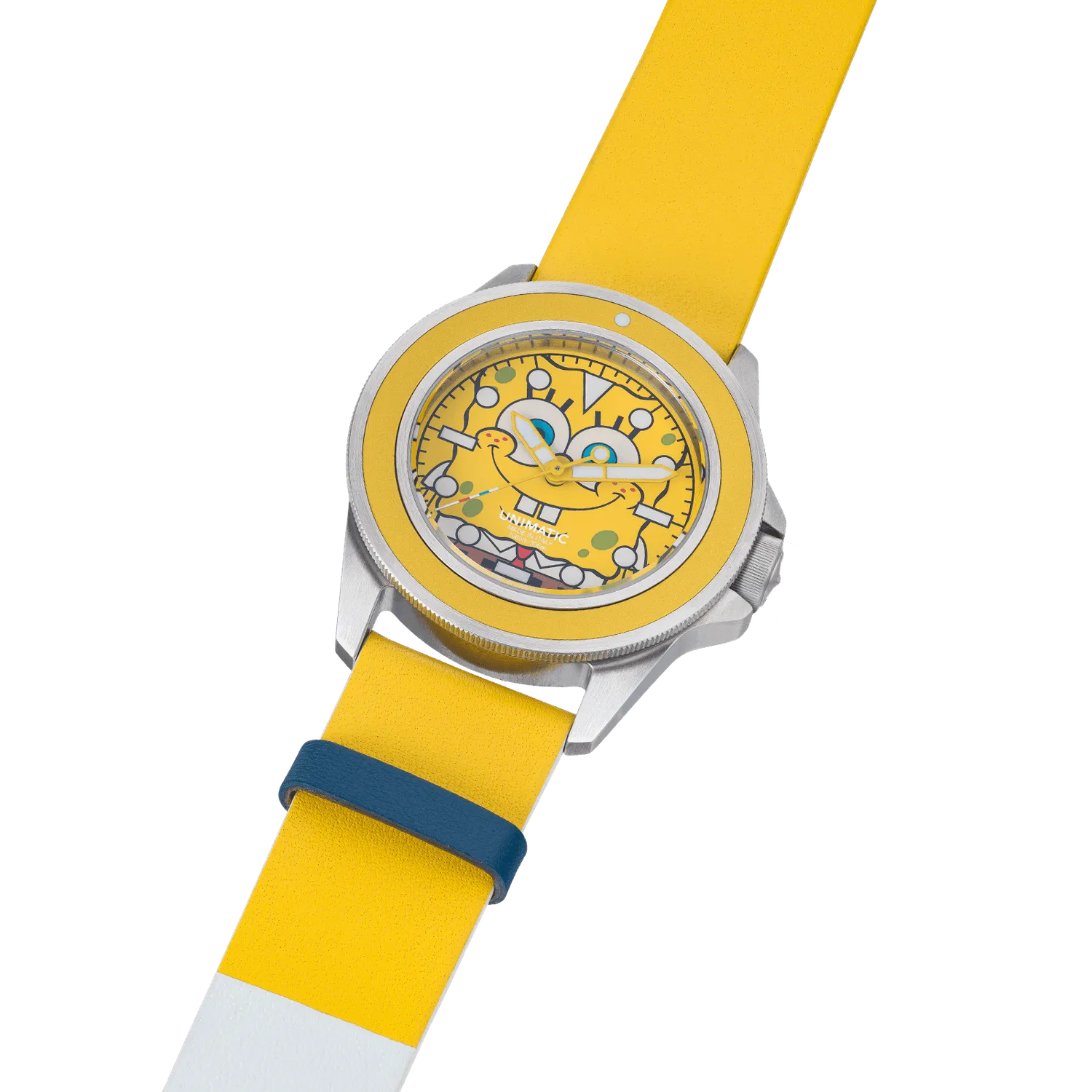 Unimatic Modello Uno U1-SS2 duikhorloge geel leder