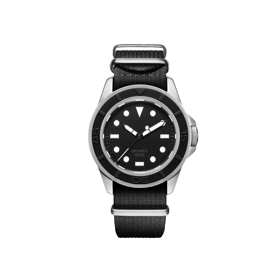Unimatic Modello Uno U1-AEB duikhorloge zwart automaat
