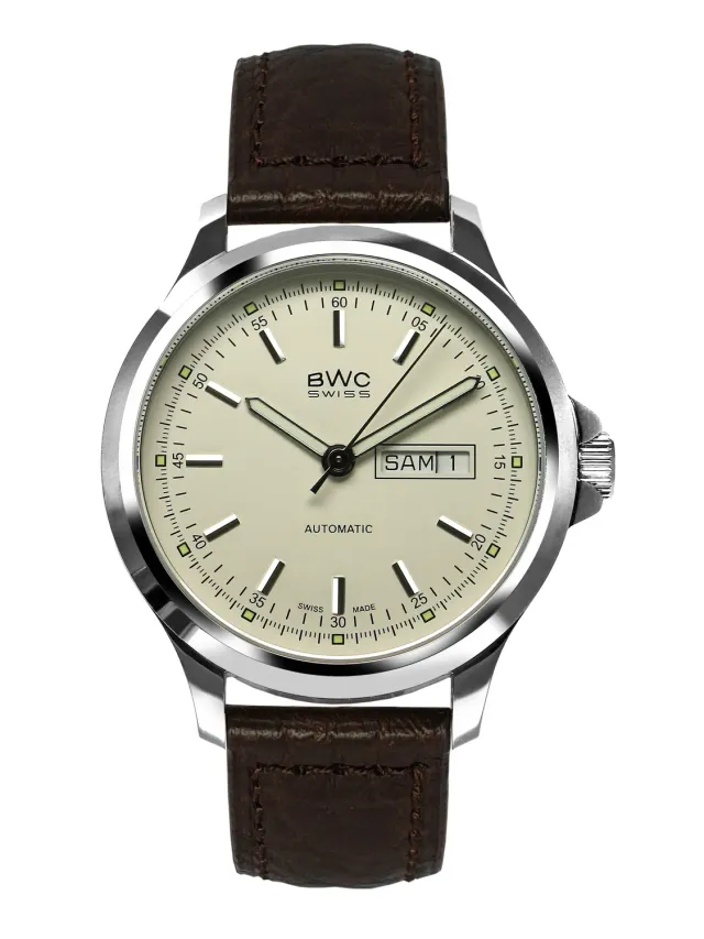 BWC-Swiss 20053.50.01 automaat herenhorloge 44mm saffier
