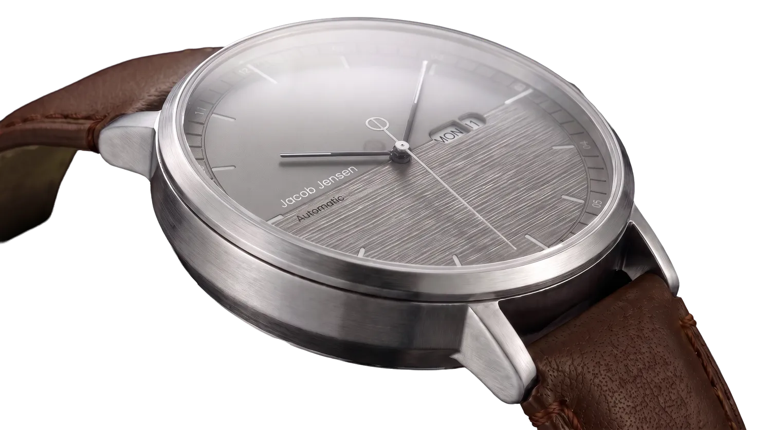 Jacob Jensen Aekvator 1003 horloge grijs bruin leer