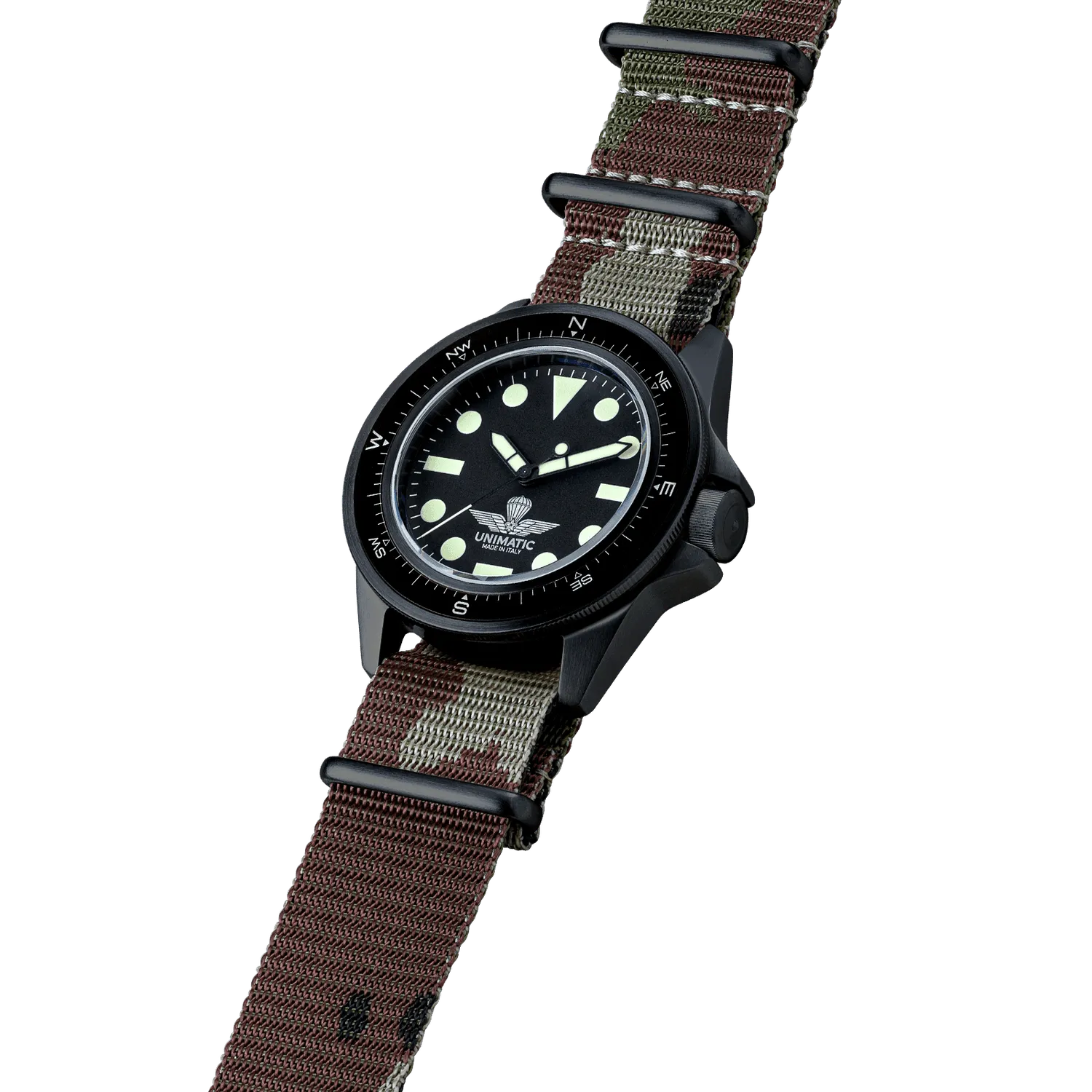 Unimatic Modello Uno U1-PAN duikhorloge DLC zwart camo