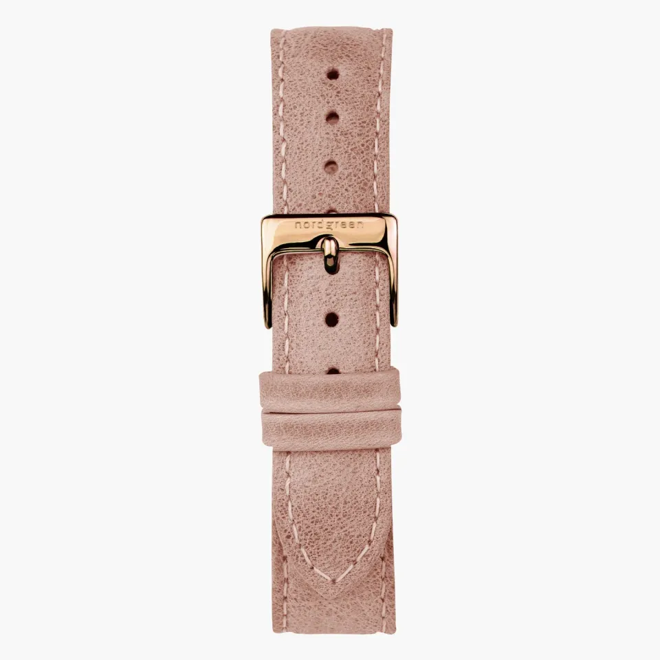 Nordgreen Pink Leather horlogeband gun metal 32mm leer