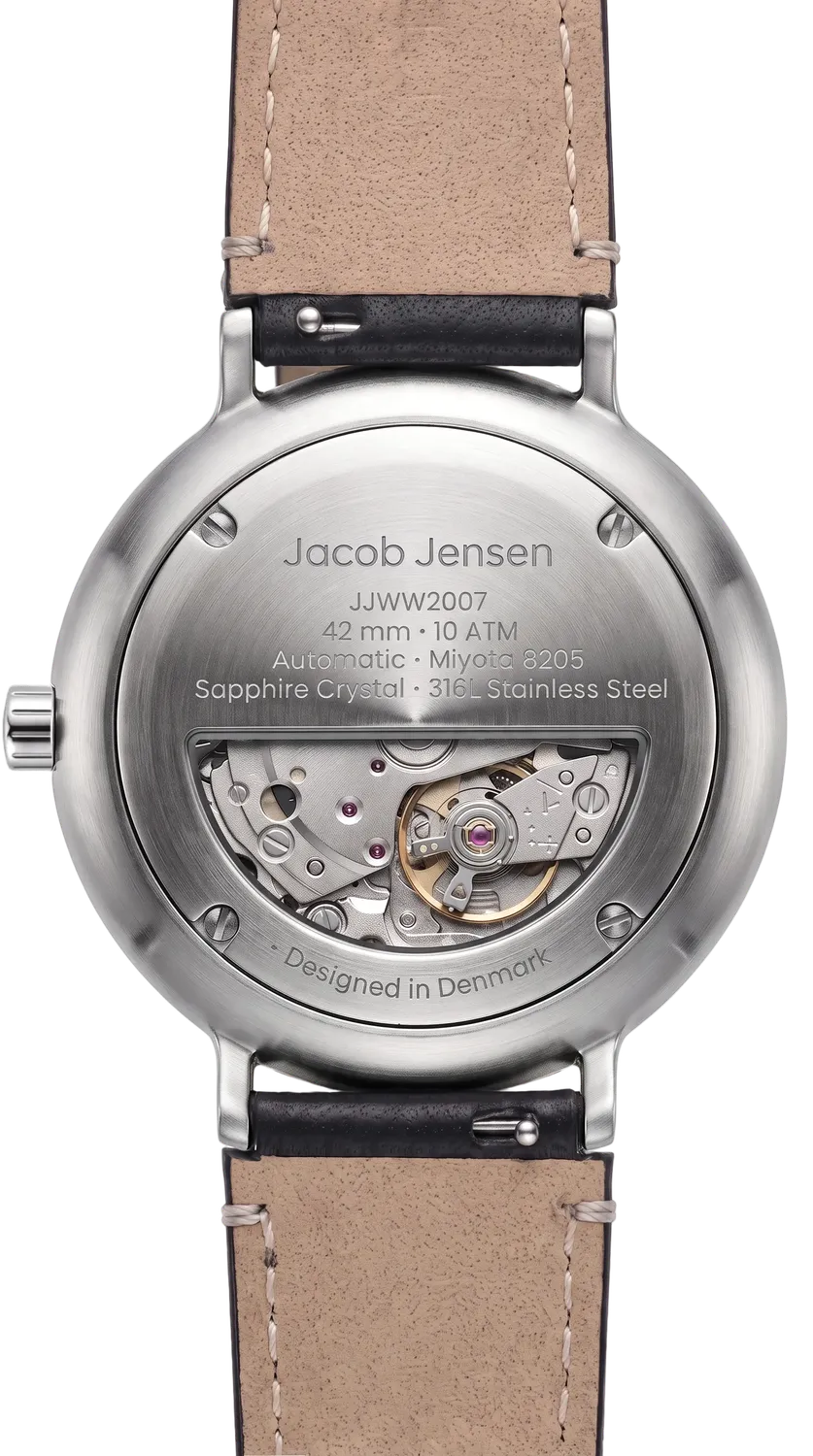 Jacob Jensen Aekvator 2007 horloge zilver zwart leer