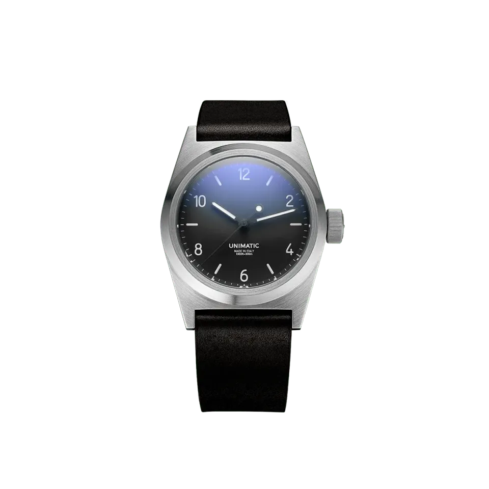 Unimatic Modello Due U2-AB horloge zwart leer 300m