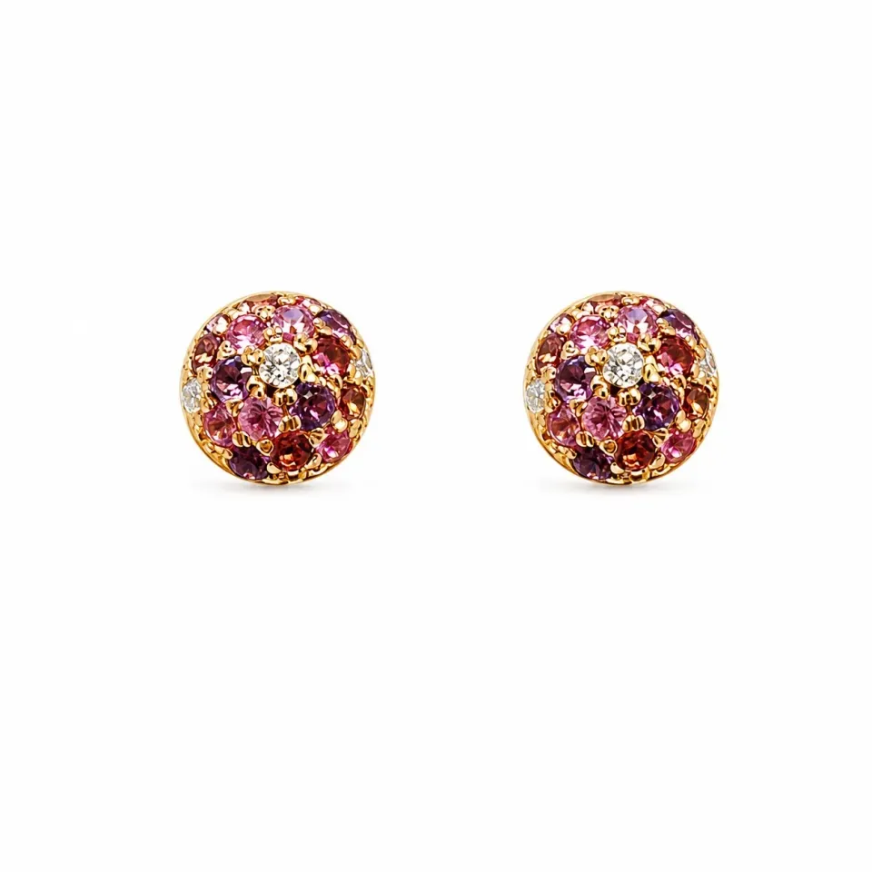 Juwelier Ripassa rosé gouden oorstekers amethist saffier