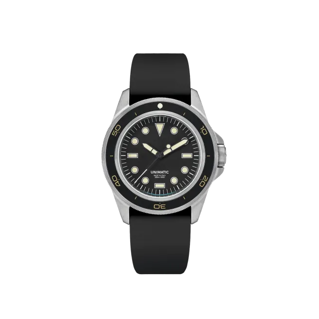 Unimatic Modello Uno U1-DHB duikhorloge zwart heritage