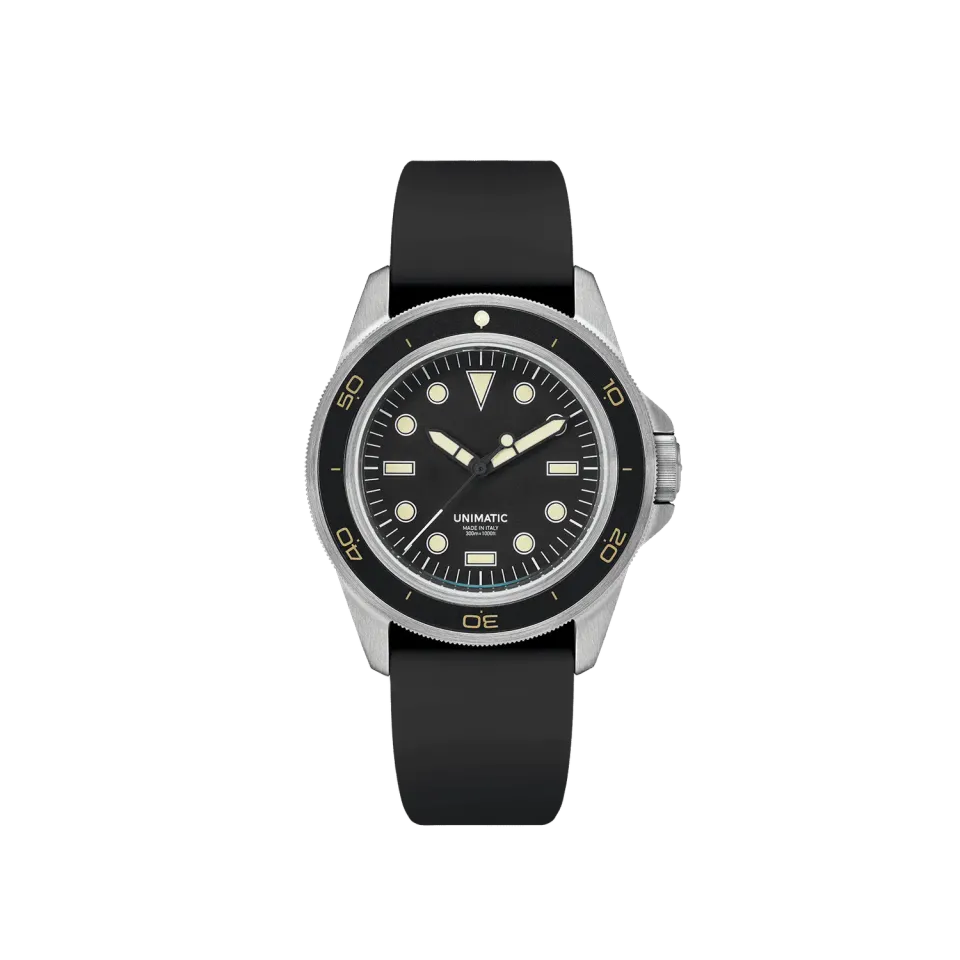 Unimatic Modello Uno U1-DHB duikhorloge zwart heritage