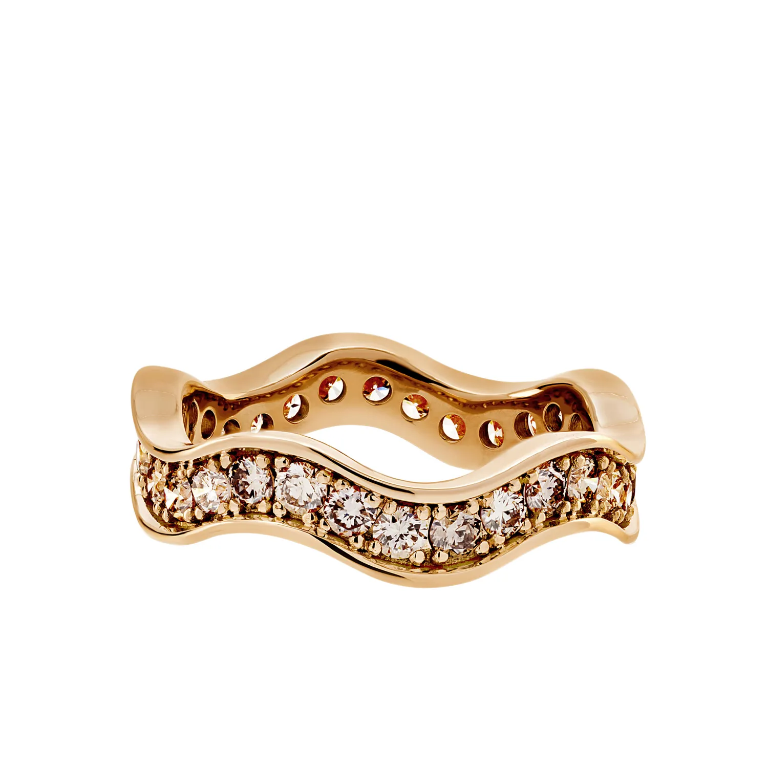 Juwelier Ripassa Wave ring regenboog saffier roségoud
