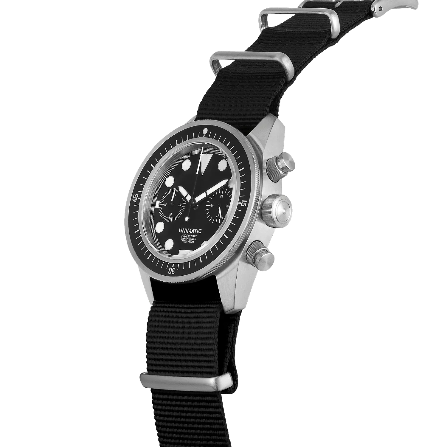 Unimatic Modello Tre U3-F chrono zwart 300m