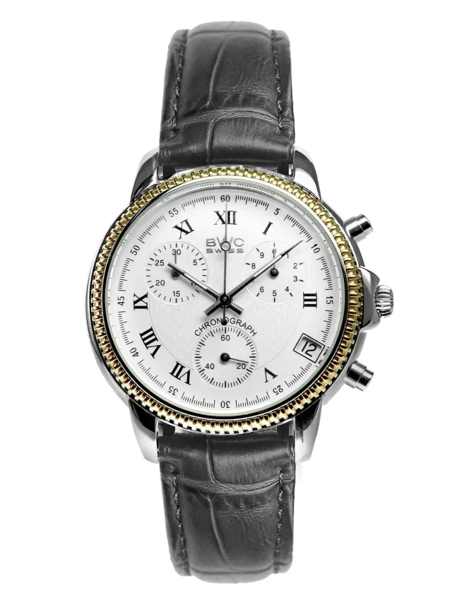 BWC-Swiss 21095.52.02 chronograaf bicolor leer