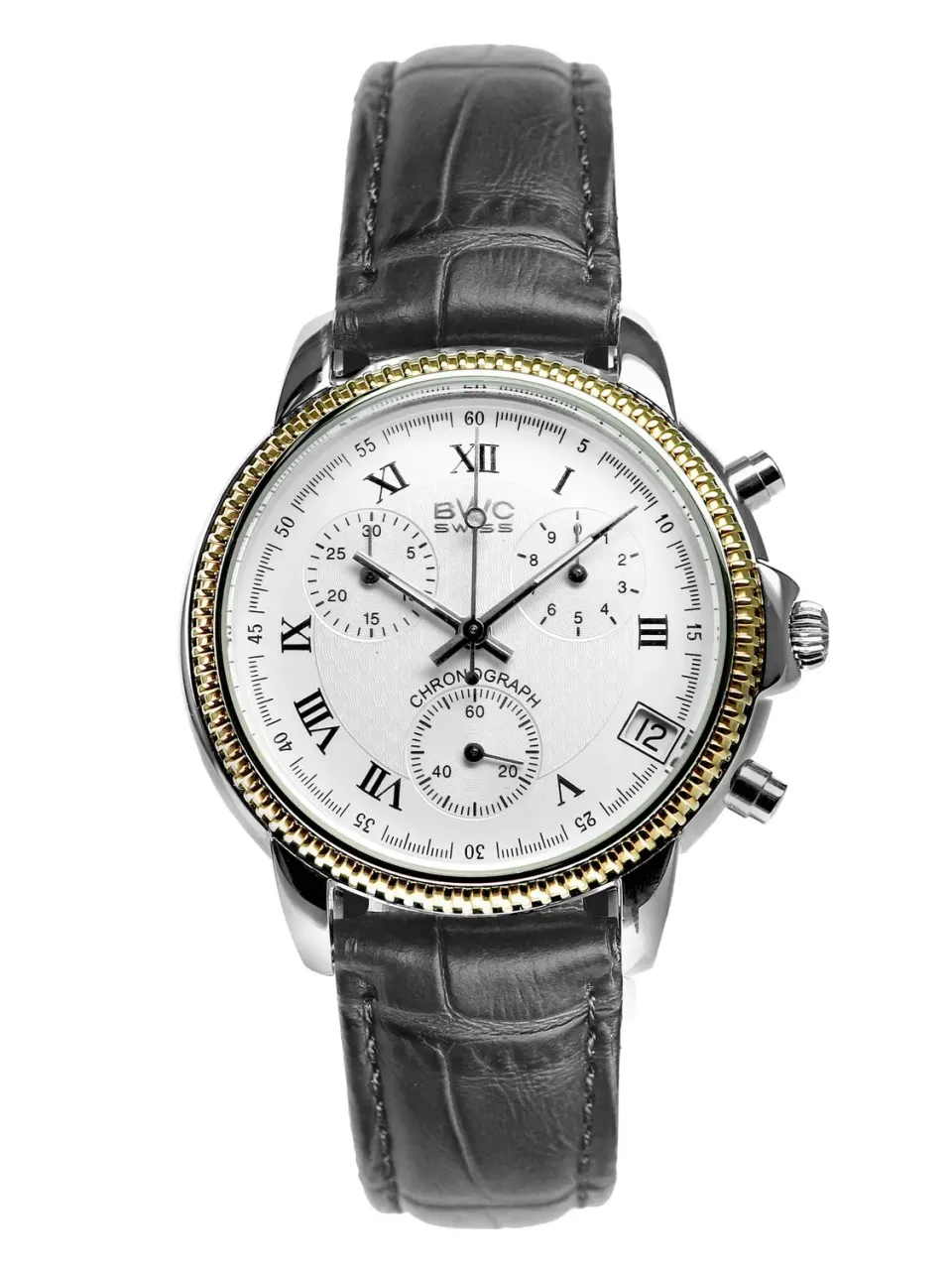 BWC-Swiss 21095.52.02 chronograaf bicolor leer