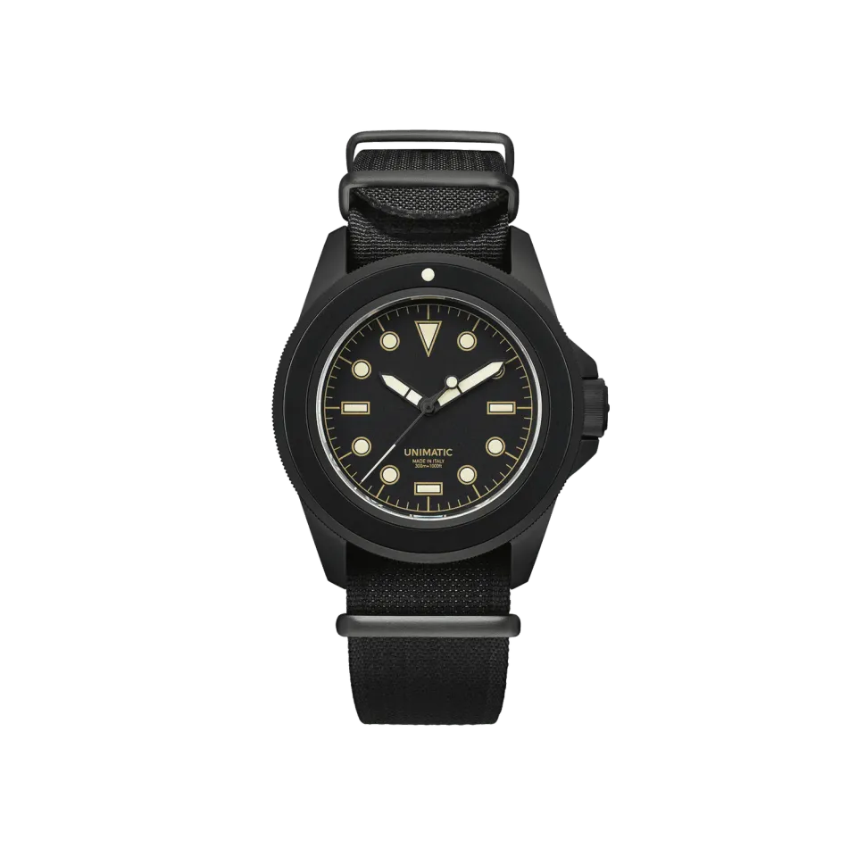 Unimatic Modello Uno U1S-8BB horloge zwart DLC 300M