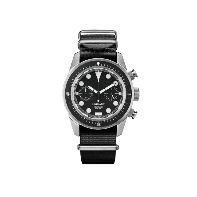 Unimatic Modello Tre U3-F chrono zwart 300m