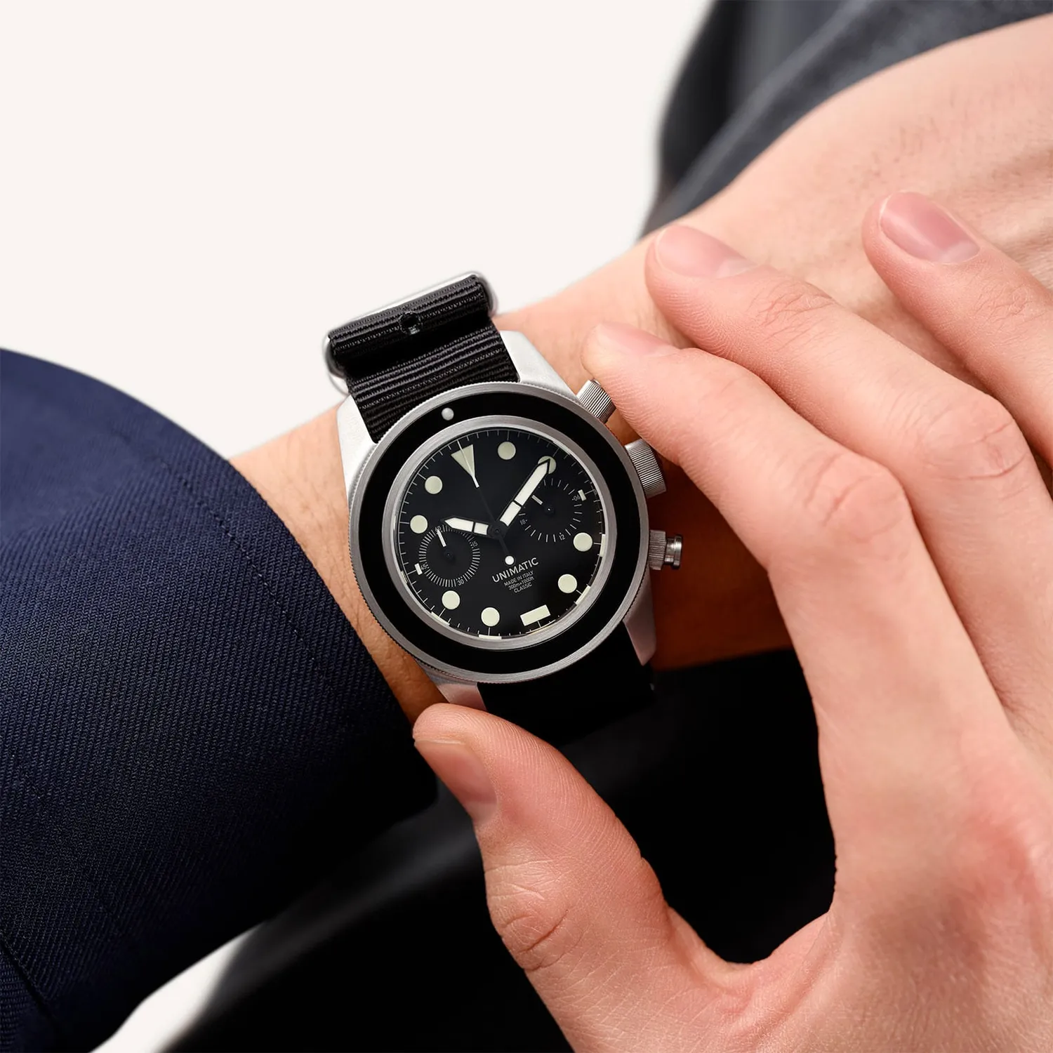 Unimatic Modello Tre UC3 horloge chrono zwart