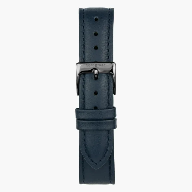 Nordgreen Navy Vegan Leder horlogebandje 36mm gun metal