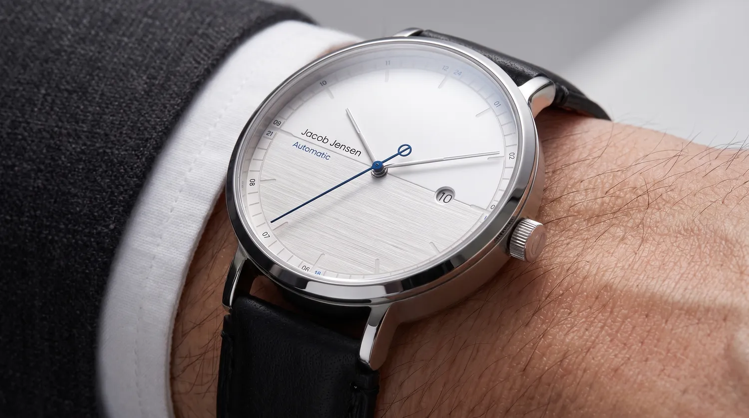 Jacob Jensen Aekvator 1008 horloge zilver blauw leer