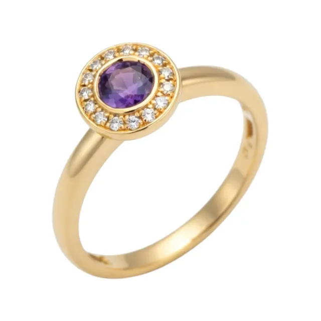Juwelier Ripassa geel gouden ring amethist diamant