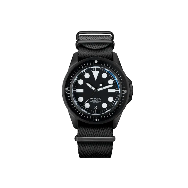Unimatic Modello Uno U1-EN duikhorloge zwart DLC automaat