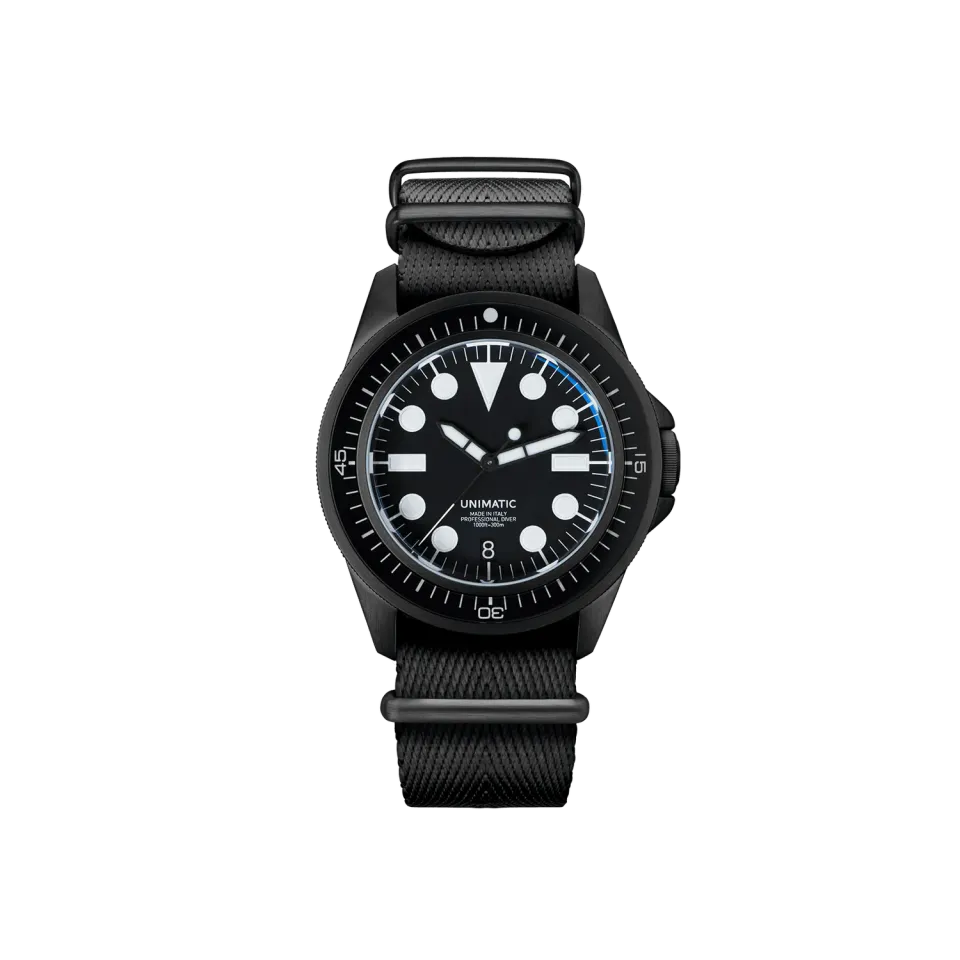 Unimatic Modello Uno U1-EN duikhorloge zwart DLC automaat