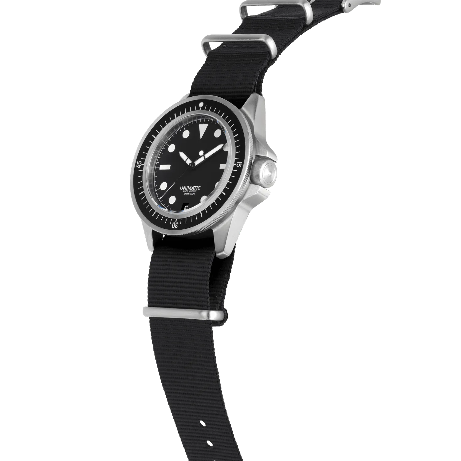 Unimatic Modello Uno U1-FD duikhorloge zwart datum