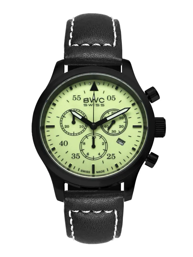 BWC-Swiss 20017.54.44 chronograaf geel zwart 41,5 mm