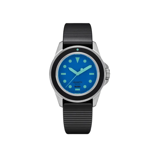 Unimatic Modello Uno U1-MoMA-B duikhorloge blauw automaat