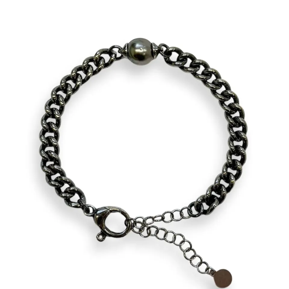 Juwelier Ripassa armband Tahiti parel zwart gerhodineerd