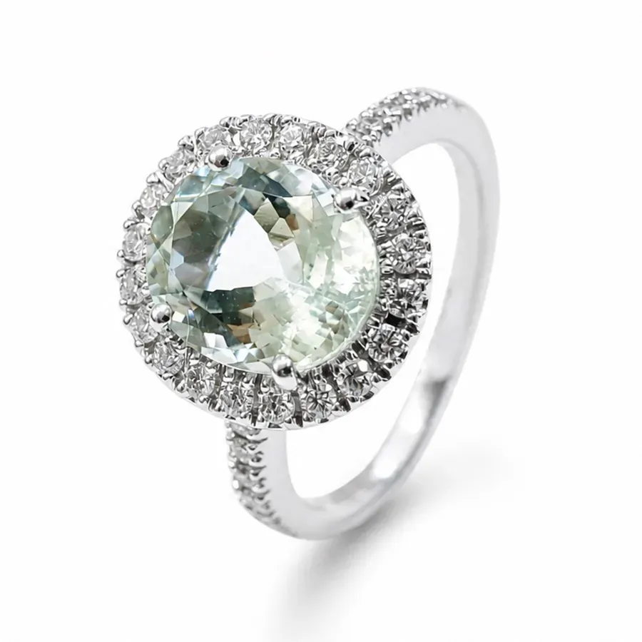 Juwelier Ripassa wit gouden ring aquamarijn diamanten