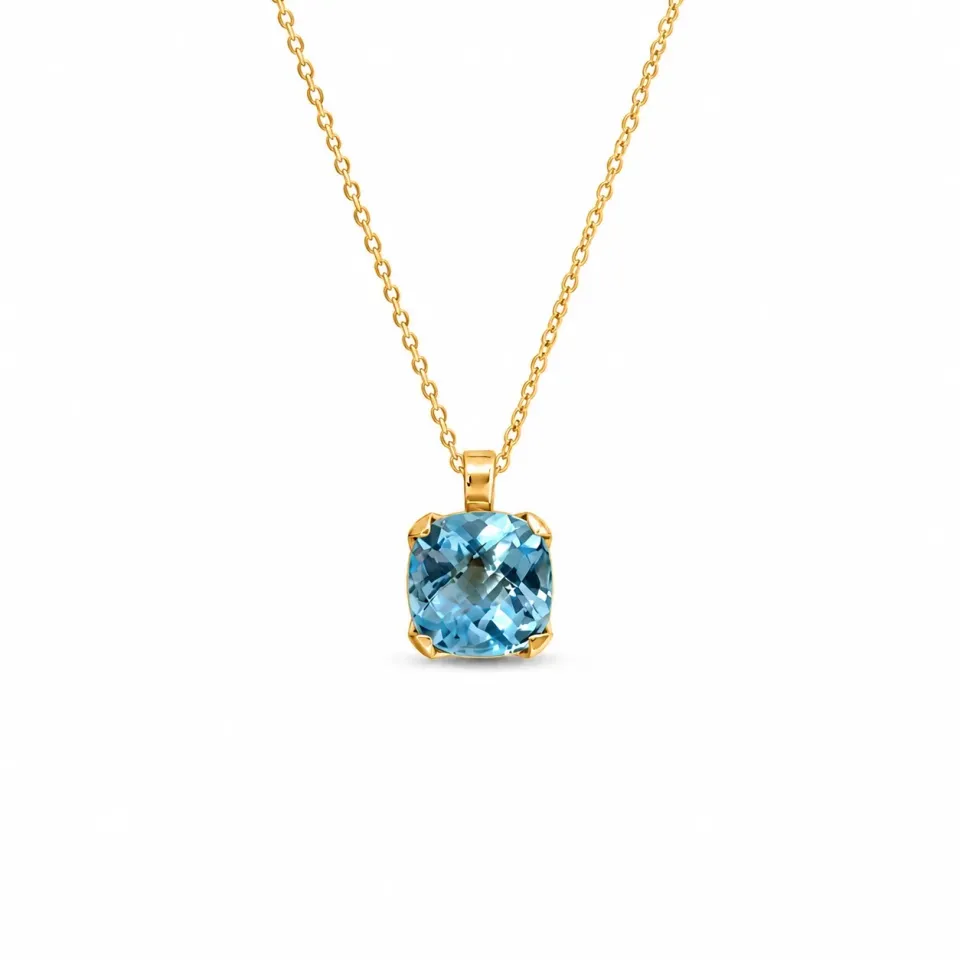 Juwelier Ripassa hanger geelgoud blauwe topaas