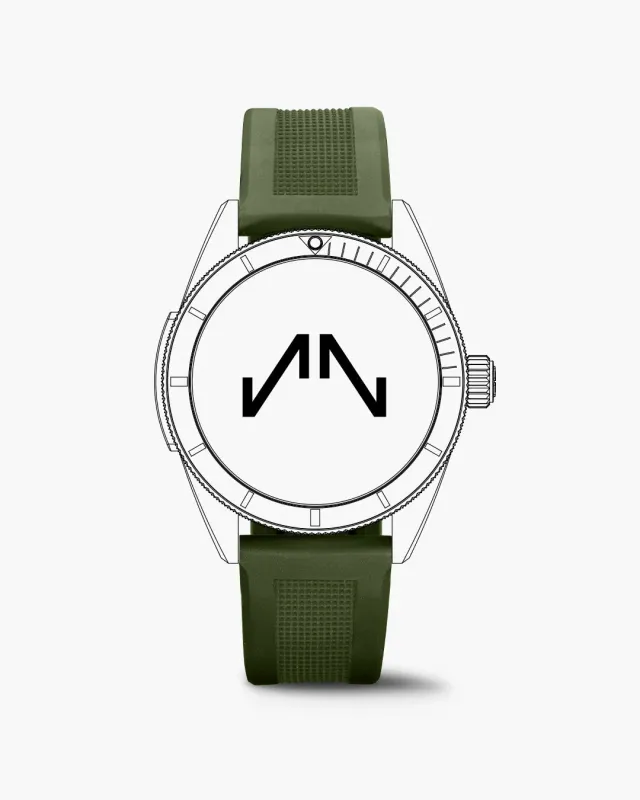 Norqain Adventure Sport 42mm horlogebandje khaki rubber 22mm