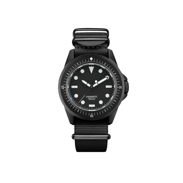Unimatic Modello Uno U1-FN horloge zwart DLC duiker