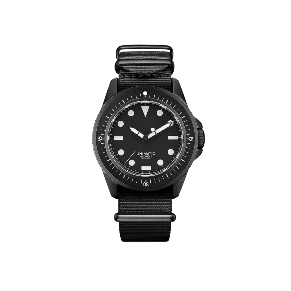 Unimatic Modello Uno U1-FN horloge zwart DLC duiker