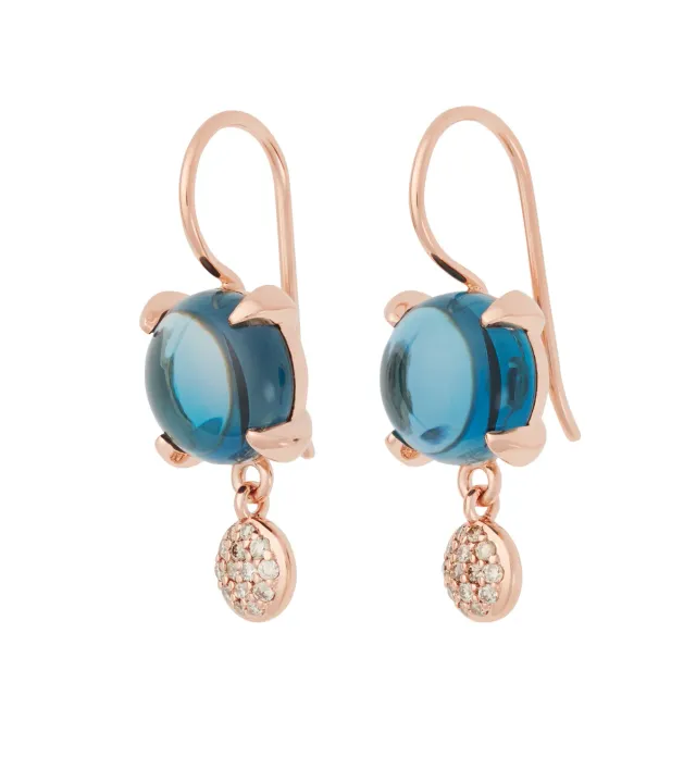Bron Catch oorbellen London blue topaas diamant