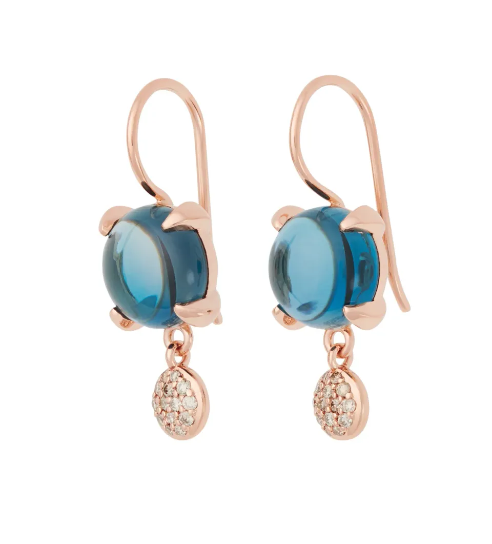 Bron Catch oorbellen London blue topaas diamant