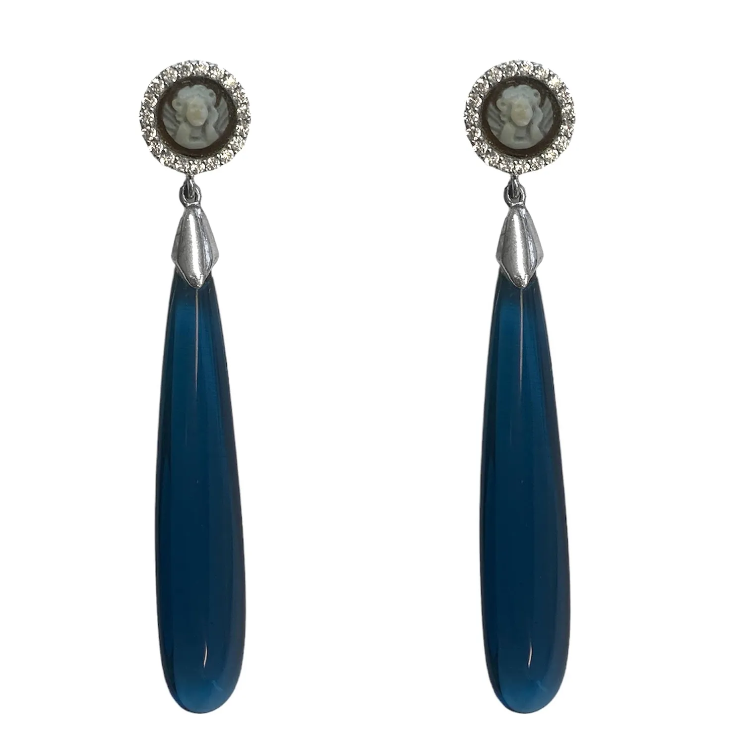 Juwelier Ripassa zilveren oorhangers camee zirkonia