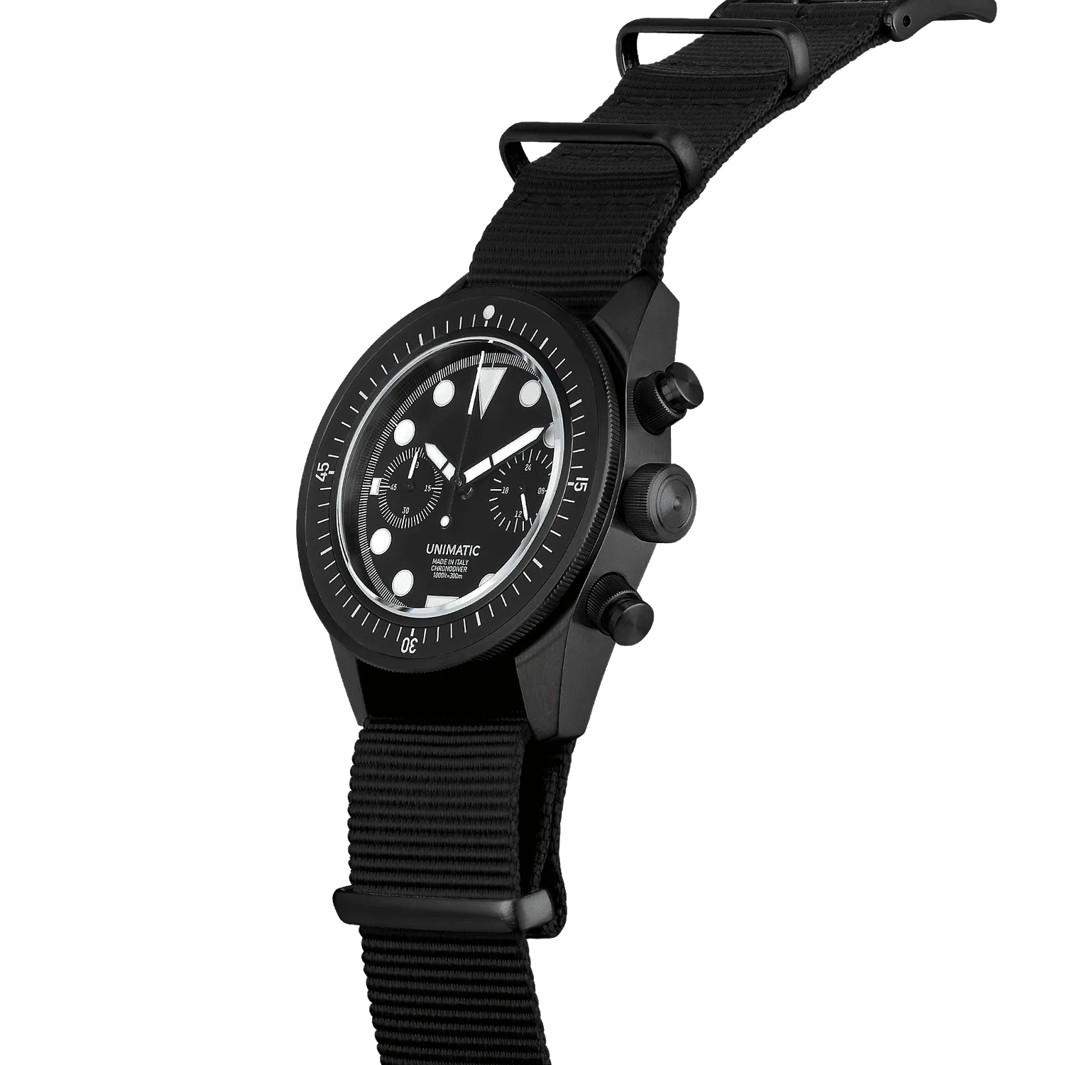 Unimatic Modello Tre U3-FN chrono-duikhorloge zwart 300m