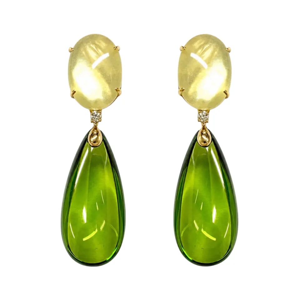 Juwelier Ripassa geel gouden citrien oorhangers