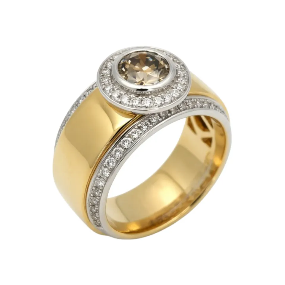 Ripassa geelgouden ring rookquartz diamanten dames