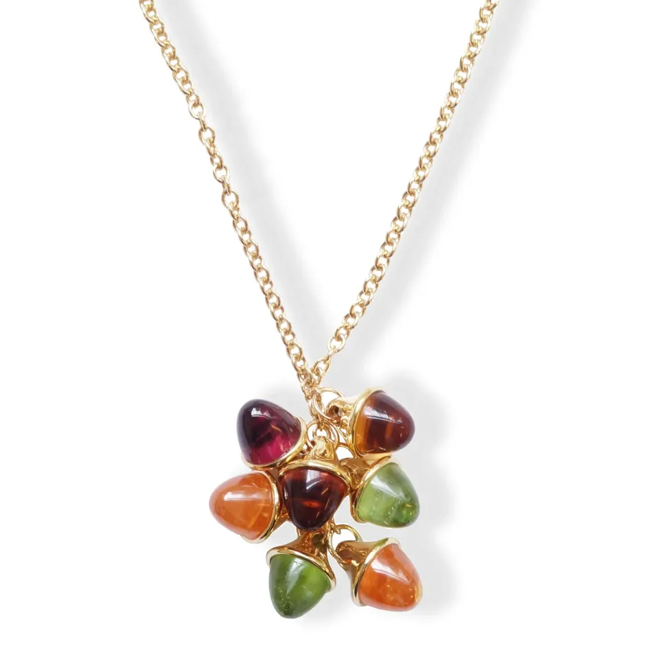 Juwelier Ripassa geelgouden collier peridot citrien granaat