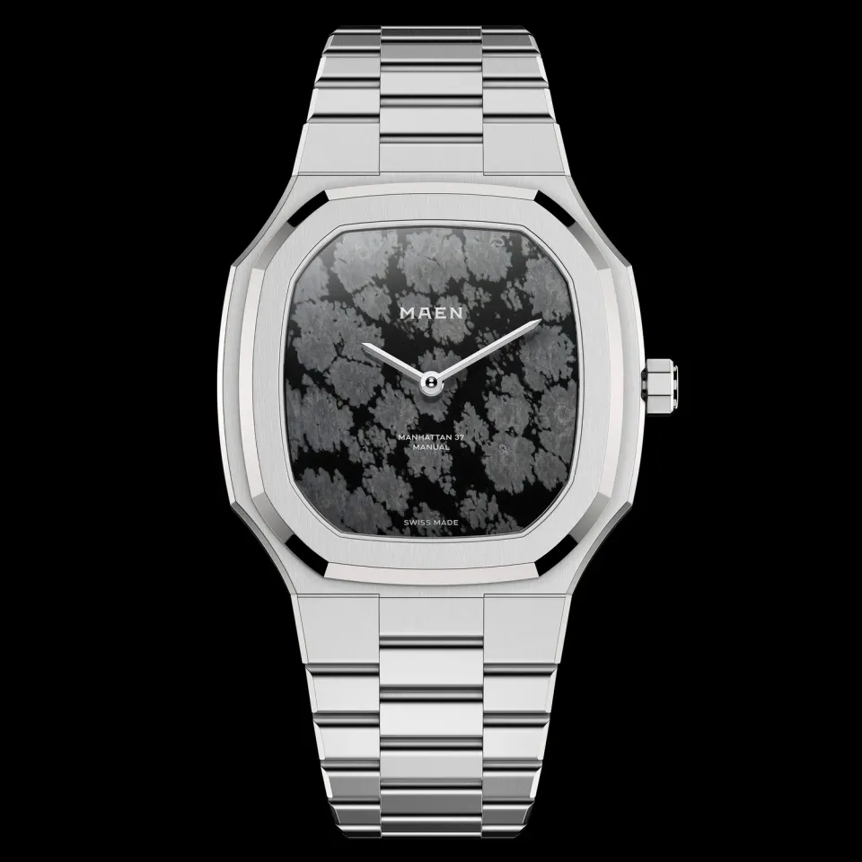 Maen Manhattan 37 M2 Snowflake Obsidian horloge ultradun