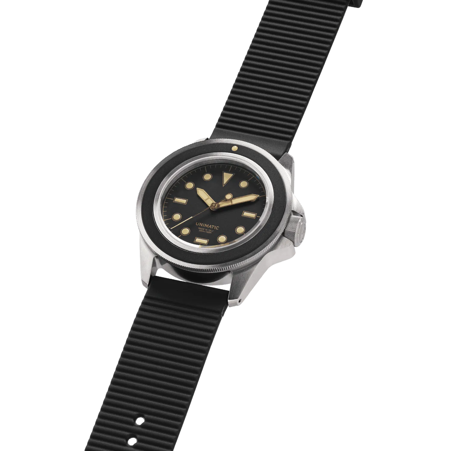 Unimatic Modello Uno U1S-8B duikhorloge zwart slim automaat