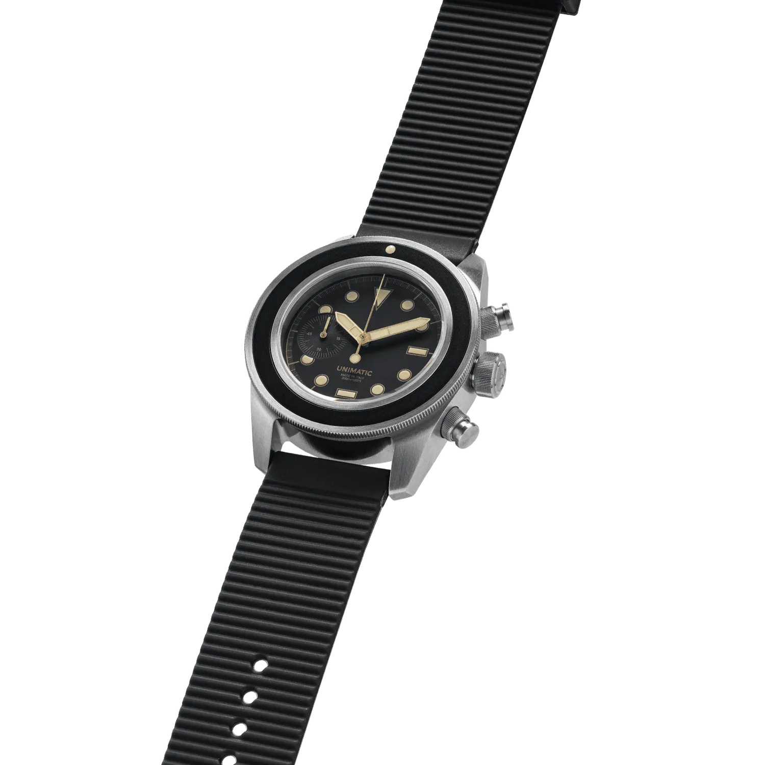Unimatic Modello Tre U3-8B horloge zwart chrono-diver