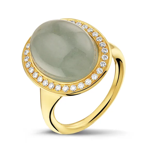 Juwelier Ripassa geel gouden ring aquamarijn diamanten