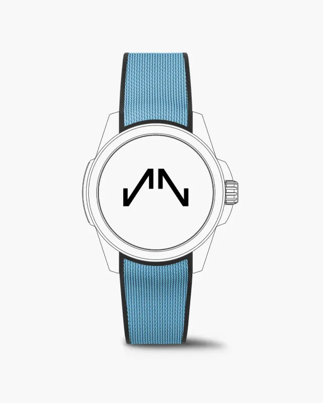 Norqain Independence Wild One 39mm horlogeband sky blue mesh rubber