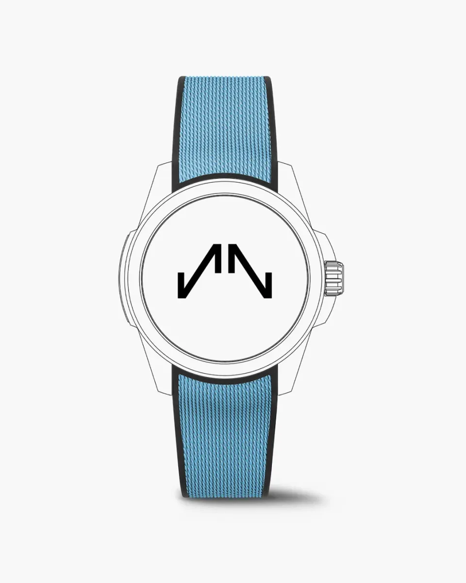 Norqain Independence Wild One 39mm horlogeband sky blue mesh rubber